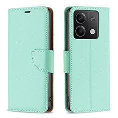 Leather Case Stands Flip Cover Holder B06F for Xiaomi Redmi Note 13 5G Green