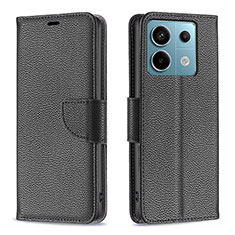 Leather Case Stands Flip Cover Holder B06F for Xiaomi Redmi Note 13 Pro 5G Black
