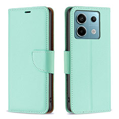Leather Case Stands Flip Cover Holder B06F for Xiaomi Redmi Note 13 Pro 5G Green