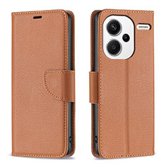 Leather Case Stands Flip Cover Holder B06F for Xiaomi Redmi Note 13 Pro+ Plus 5G Brown