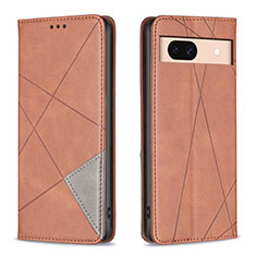 Leather Case Stands Flip Cover Holder B07F for Google Pixel 8a 5G Brown