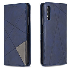 Leather Case Stands Flip Cover Holder B07F for Huawei Honor 9X Blue