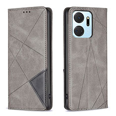 Leather Case Stands Flip Cover Holder B07F for Huawei Honor X7a Gray