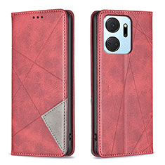 Leather Case Stands Flip Cover Holder B07F for Huawei Honor X7a Red