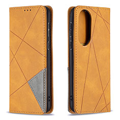 Leather Case Stands Flip Cover Holder B07F for Huawei P50 Pro Light Brown