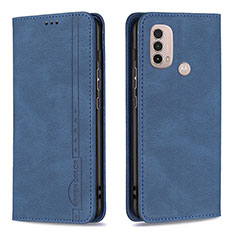 Leather Case Stands Flip Cover Holder B07F for Motorola Moto E30 Blue