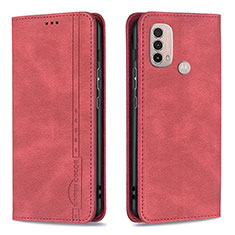 Leather Case Stands Flip Cover Holder B07F for Motorola Moto E30 Red