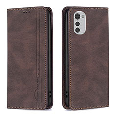 Leather Case Stands Flip Cover Holder B07F for Motorola Moto E32 Brown