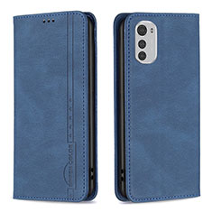 Leather Case Stands Flip Cover Holder B07F for Motorola Moto E32s Blue
