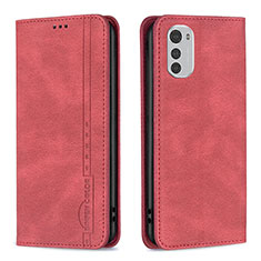 Leather Case Stands Flip Cover Holder B07F for Motorola Moto E32s Red