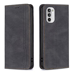 Leather Case Stands Flip Cover Holder B07F for Motorola Moto Edge (2022) 5G Black