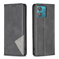 Leather Case Stands Flip Cover Holder B07F for Motorola Moto Edge 40 Neo 5G Black
