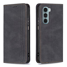 Leather Case Stands Flip Cover Holder B07F for Motorola Moto Edge S30 5G Black