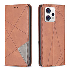 Leather Case Stands Flip Cover Holder B07F for Motorola Moto G13 Brown