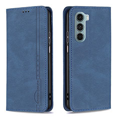 Leather Case Stands Flip Cover Holder B07F for Motorola Moto G200 5G Blue