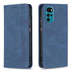 Leather Case Stands Flip Cover Holder B07F for Motorola Moto G22 Blue
