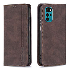 Leather Case Stands Flip Cover Holder B07F for Motorola Moto G22 Brown