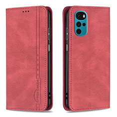 Leather Case Stands Flip Cover Holder B07F for Motorola Moto G22 Red