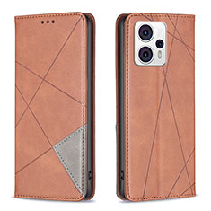 Leather Case Stands Flip Cover Holder B07F for Motorola Moto G23 Brown