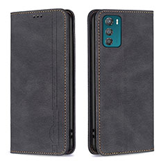 Leather Case Stands Flip Cover Holder B07F for Motorola Moto G42 Black