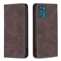 Leather Case Stands Flip Cover Holder B07F for Motorola Moto G42 Brown