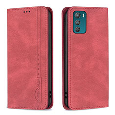 Leather Case Stands Flip Cover Holder B07F for Motorola Moto G42 Red