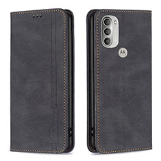 Leather Case Stands Flip Cover Holder B07F for Motorola Moto G51 5G Black