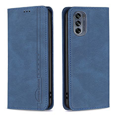 Leather Case Stands Flip Cover Holder B07F for Motorola Moto G62 5G Blue