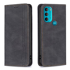 Leather Case Stands Flip Cover Holder B07F for Motorola Moto G71 5G Black