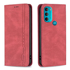 Leather Case Stands Flip Cover Holder B07F for Motorola Moto G71 5G Red