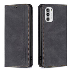 Leather Case Stands Flip Cover Holder B07F for Motorola Moto G71s 5G Black