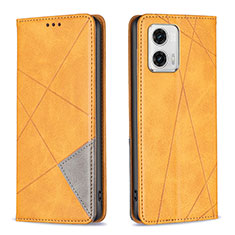 Leather Case Stands Flip Cover Holder B07F for Motorola Moto G73 5G Light Brown