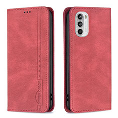 Leather Case Stands Flip Cover Holder B07F for Motorola Moto G82 5G Red