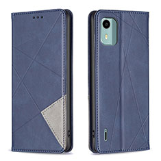 Leather Case Stands Flip Cover Holder B07F for Nokia C12 Blue
