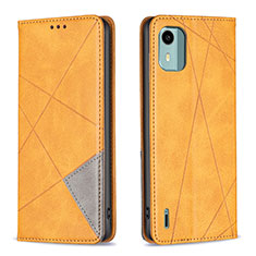 Leather Case Stands Flip Cover Holder B07F for Nokia C12 Light Brown