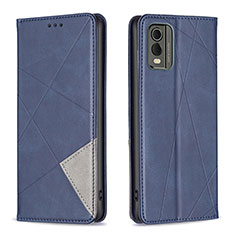 Leather Case Stands Flip Cover Holder B07F for Nokia C210 Blue