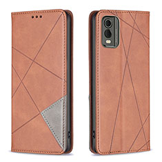 Leather Case Stands Flip Cover Holder B07F for Nokia C210 Brown