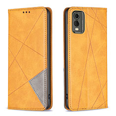 Leather Case Stands Flip Cover Holder B07F for Nokia C210 Light Brown