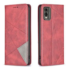Leather Case Stands Flip Cover Holder B07F for Nokia C210 Red