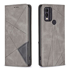 Leather Case Stands Flip Cover Holder B07F for Nokia C22 Gray