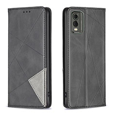 Leather Case Stands Flip Cover Holder B07F for Nokia C32 Black