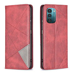 Leather Case Stands Flip Cover Holder B07F for Nokia G11 Red