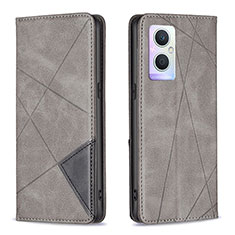 Leather Case Stands Flip Cover Holder B07F for OnePlus Nord N20 5G Gray