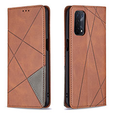 Leather Case Stands Flip Cover Holder B07F for OnePlus Nord N200 5G Brown