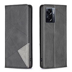 Leather Case Stands Flip Cover Holder B07F for OnePlus Nord N300 5G Black