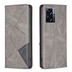 Leather Case Stands Flip Cover Holder B07F for OnePlus Nord N300 5G Gray