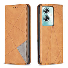 Leather Case Stands Flip Cover Holder B07F for Oppo A2 5G Light Brown