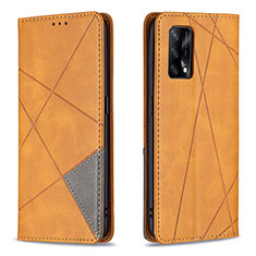 Leather Case Stands Flip Cover Holder B07F for Oppo A74 4G Light Brown