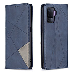Leather Case Stands Flip Cover Holder B07F for Oppo A94 4G Blue