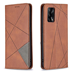 Leather Case Stands Flip Cover Holder B07F for Oppo A95 4G Brown
